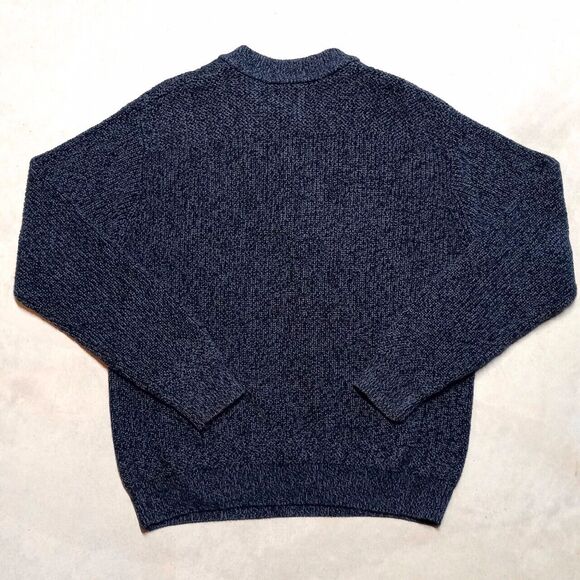 Cabela's Blue Heavy Knit 100% Cotton Henley Sweater - Men's Size Large - Picture 4 of 8